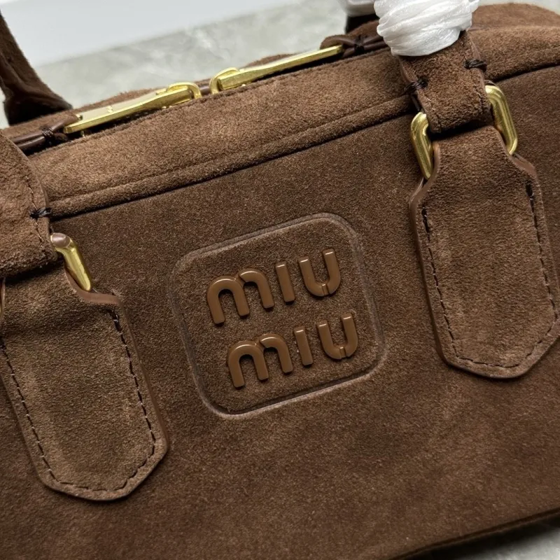 Miu Miu Brown Suede Top Handle Crossbody Bag - Image 5