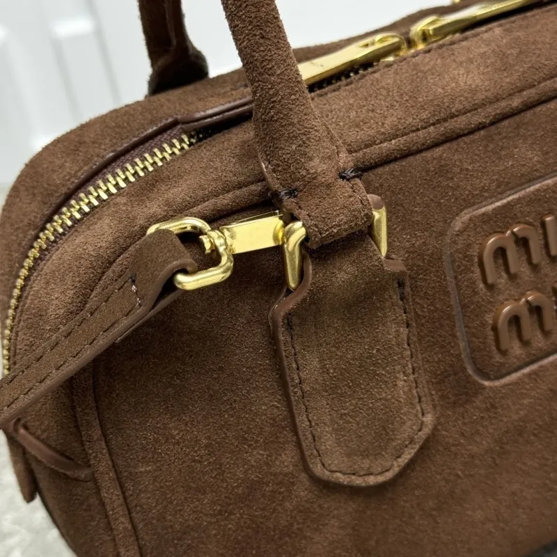 Miu Miu Brown Suede Top Handle Crossbody Bag - Image 6