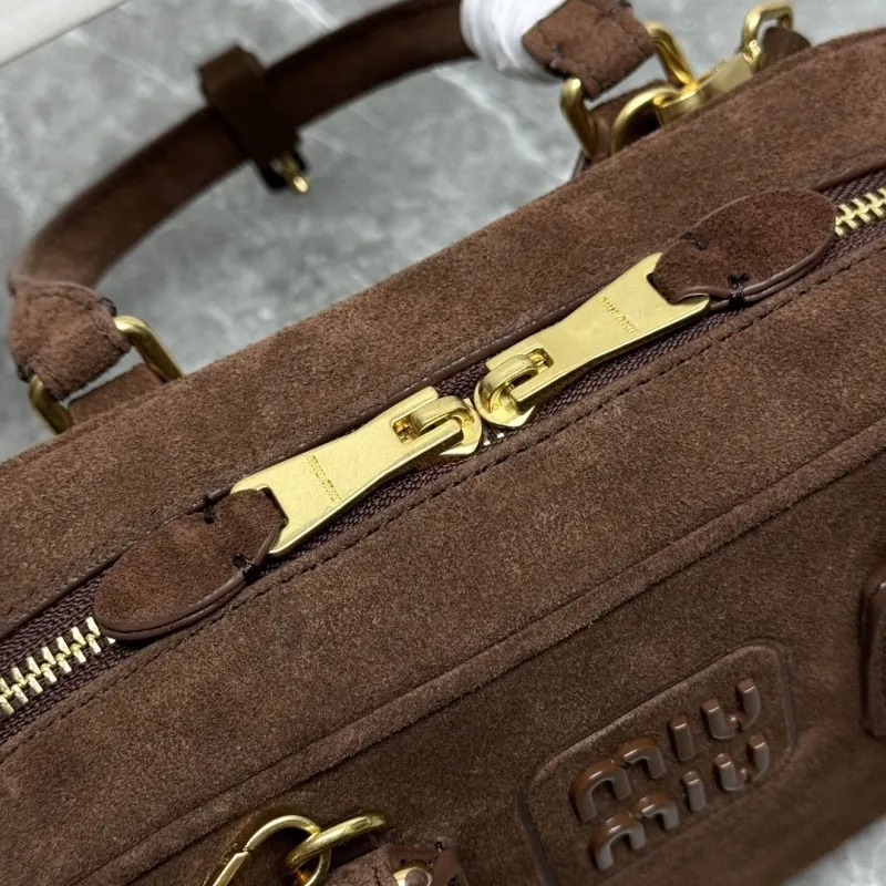 Miu Miu Brown Suede Top Handle Crossbody Bag - Image 7