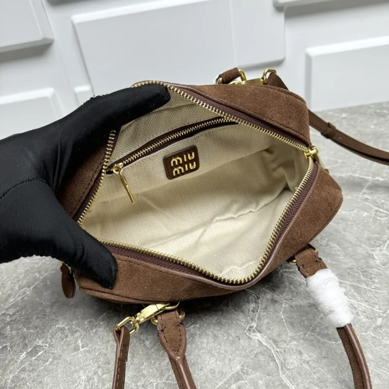 Miu Miu Brown Suede Top Handle Crossbody Bag - Image 9