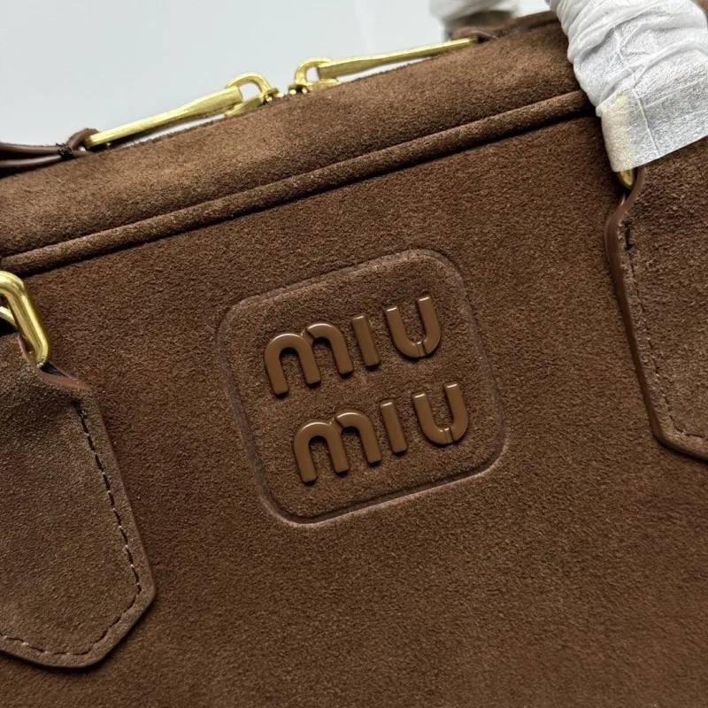 Alternative view of Miu Miu Brown Suede Top Handle Crossbody Bag