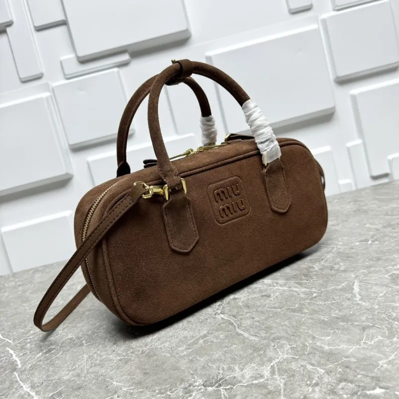 Miu Miu Brown Suede Top Handle Crossbody Bag - Image 3