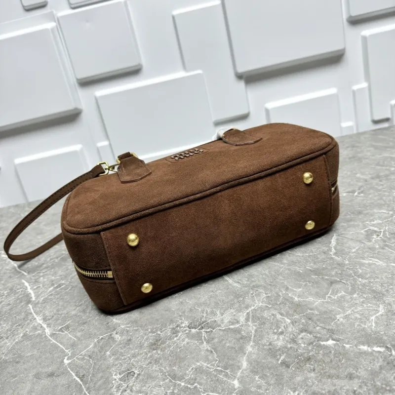 Miu Miu Brown Suede Top Handle Crossbody Bag - Image 4