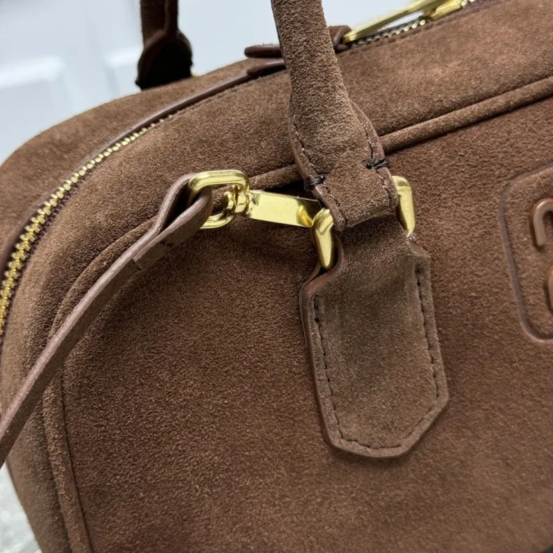 Miu Miu Brown Suede Top Handle Crossbody Bag - Image 6