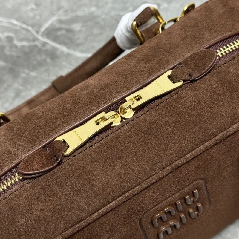 Miu Miu Brown Suede Top Handle Crossbody Bag - Image 7