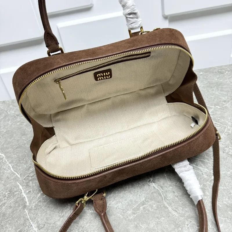 Miu Miu Brown Suede Top Handle Crossbody Bag - Image 9