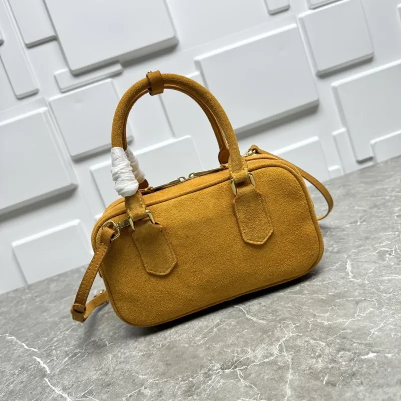MIU MIU Yellow Suede Top Handle Crossbody Bag - Image 6