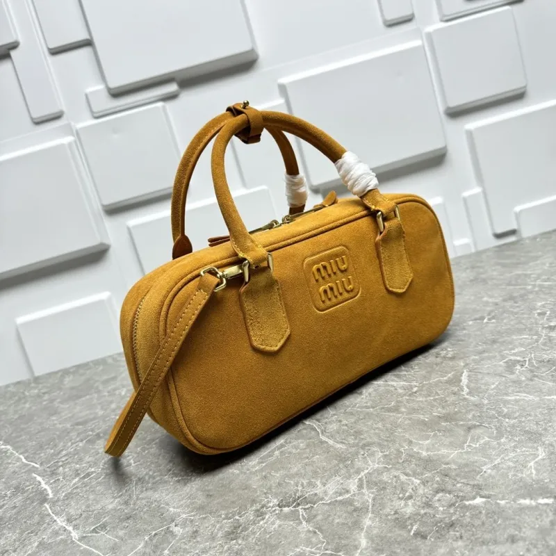 Miu Miu Tan Suede Top Handle Crossbody Bag - Image 3
