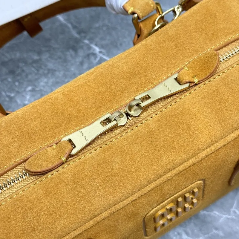 Miu Miu Tan Suede Top Handle Crossbody Bag - Image 6