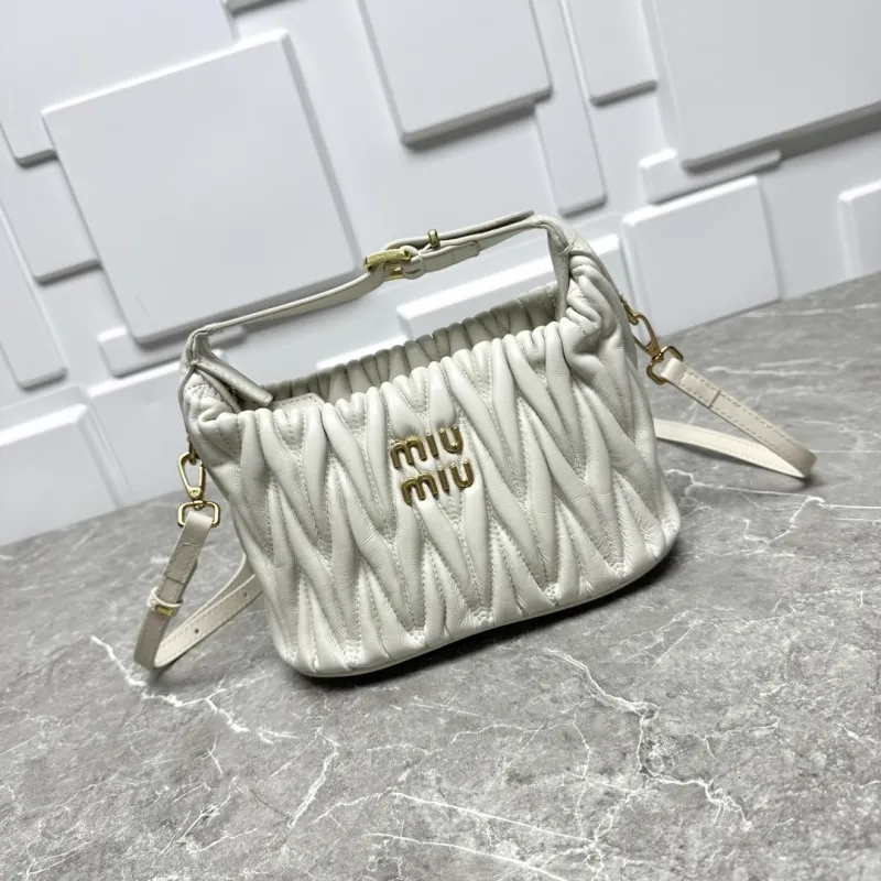 Miu Miu White Leather Top Handle Crossbody Bag
