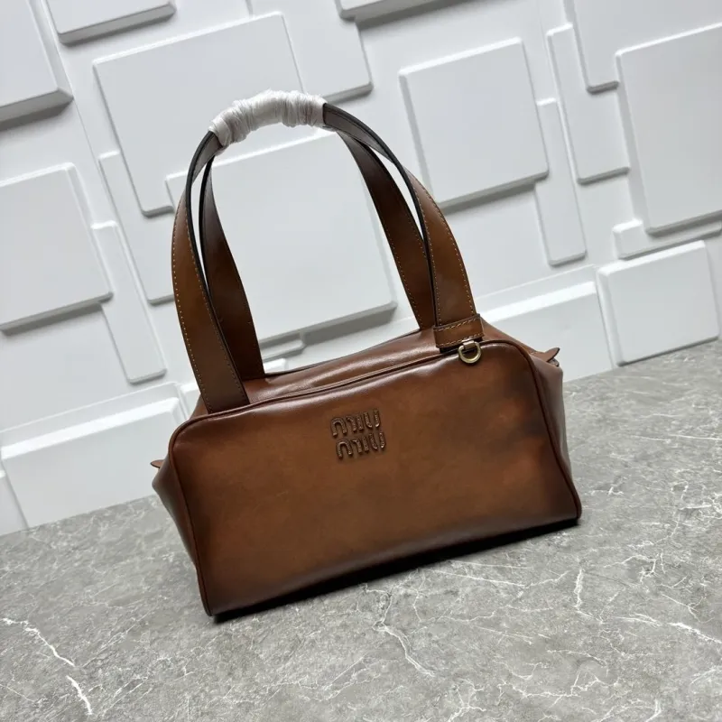 Miu Miu Brown Leather Top Handle Bag