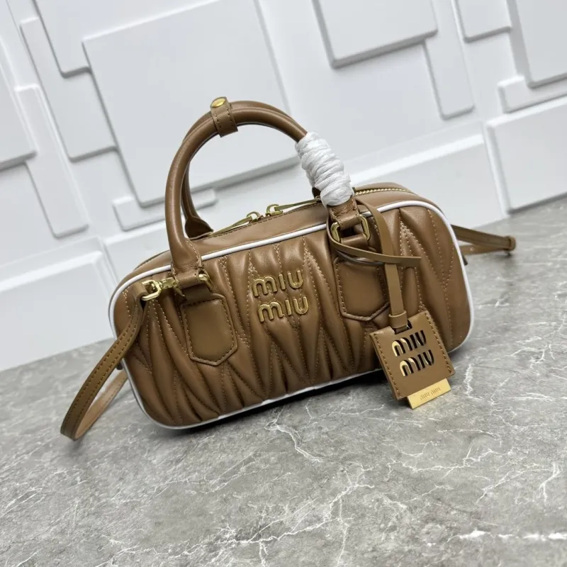 Miu Miu Brown Leather Top Handle Bag