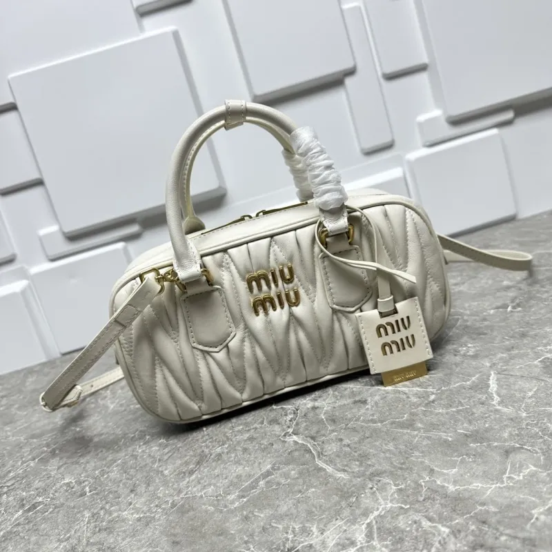 Miu Miu Cream White Quilted Top Handle Bag