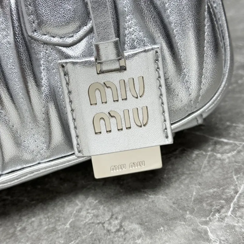 Miu Miu Silver Leather Top Handle Bag - Image 3