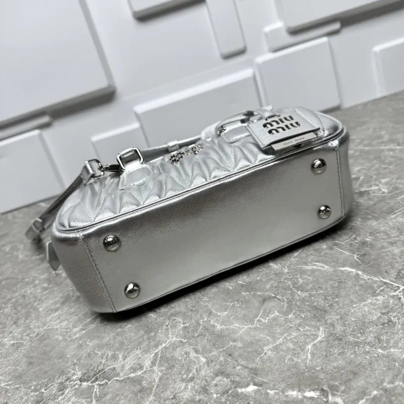 Miu Miu Silver Leather Top Handle Bag - Image 5