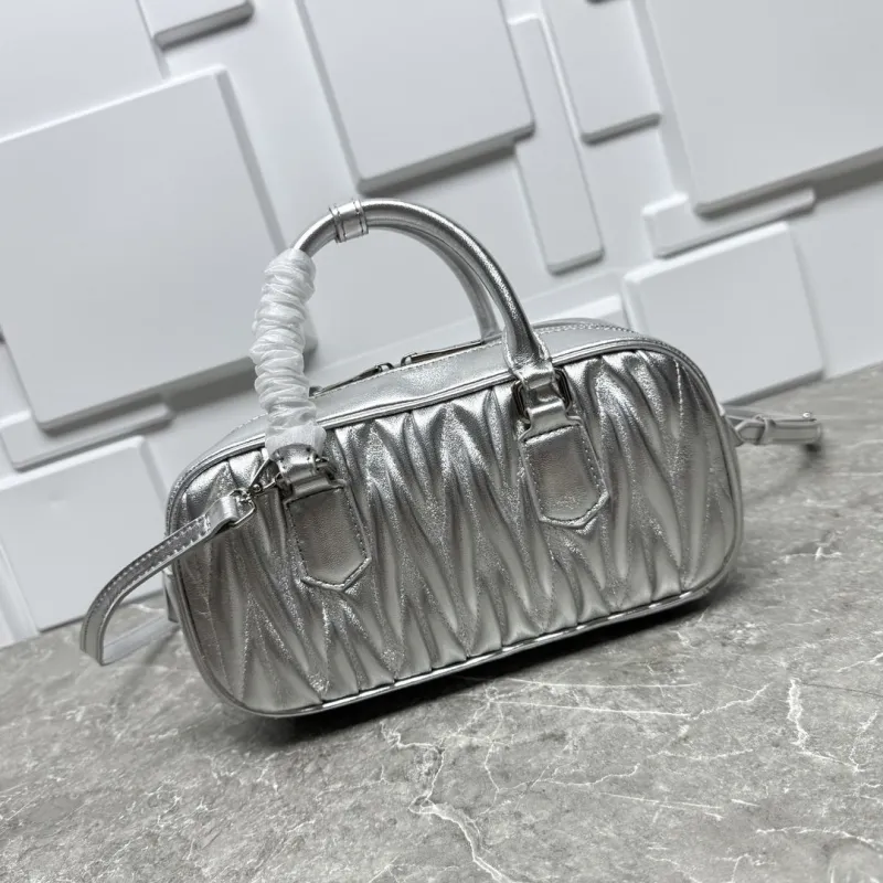 Miu Miu Silver Leather Top Handle Bag - Image 6