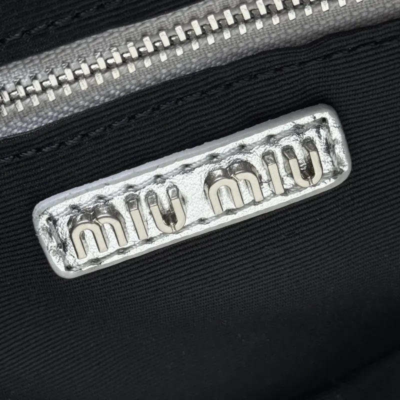 Miu Miu Silver Leather Top Handle Bag - Image 8