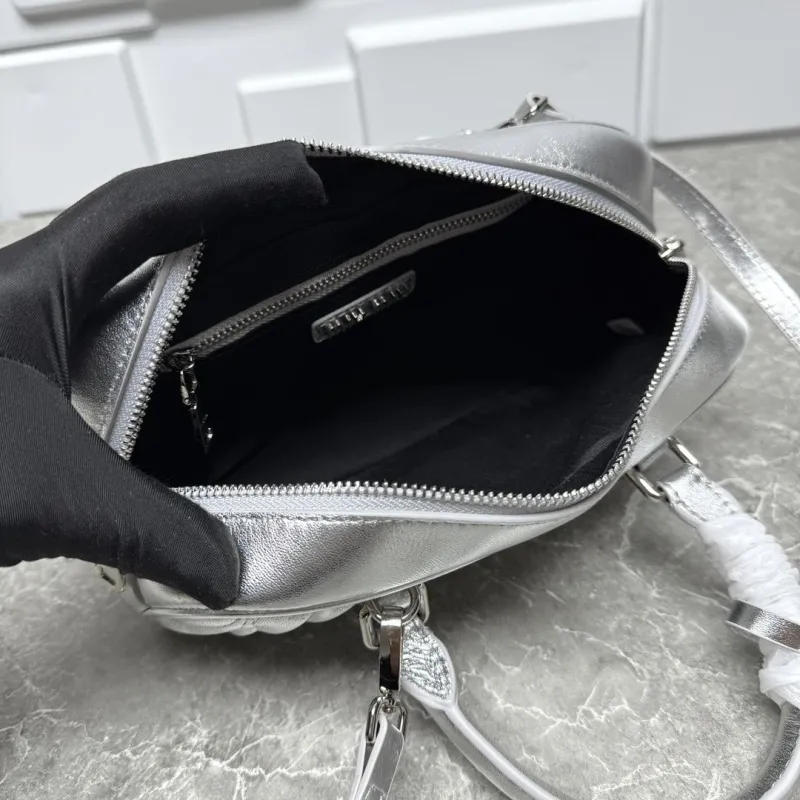 Miu Miu Silver Leather Top Handle Bag - Image 9