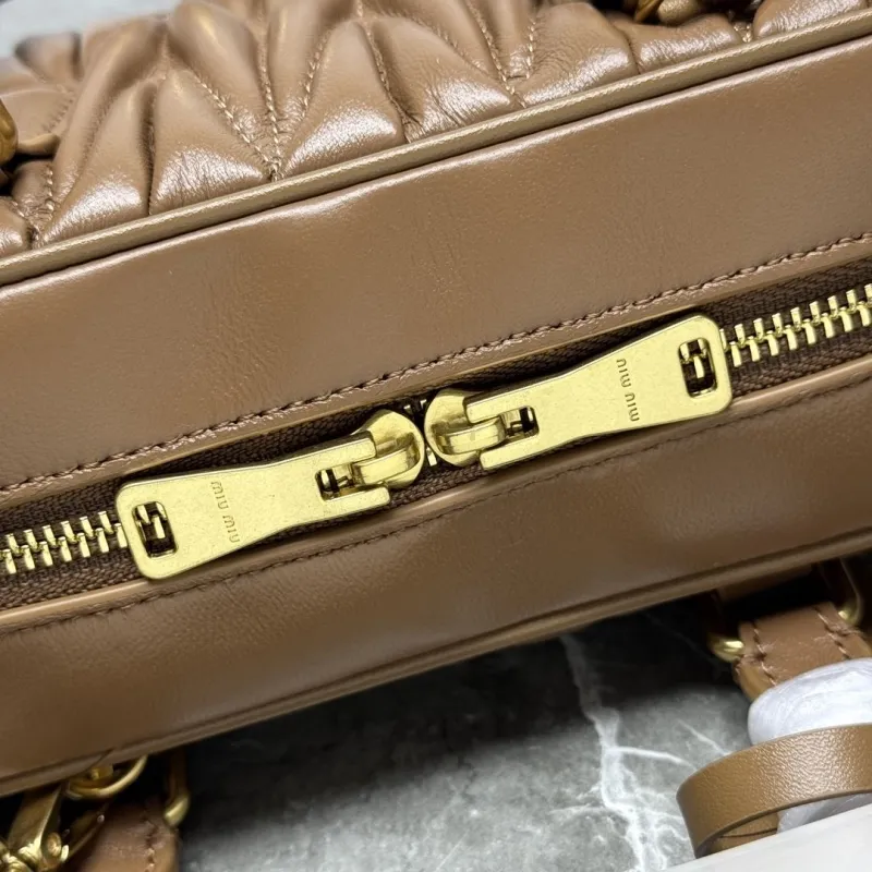 MIU MIU Brown Top Handle Leather Bag - Image 7