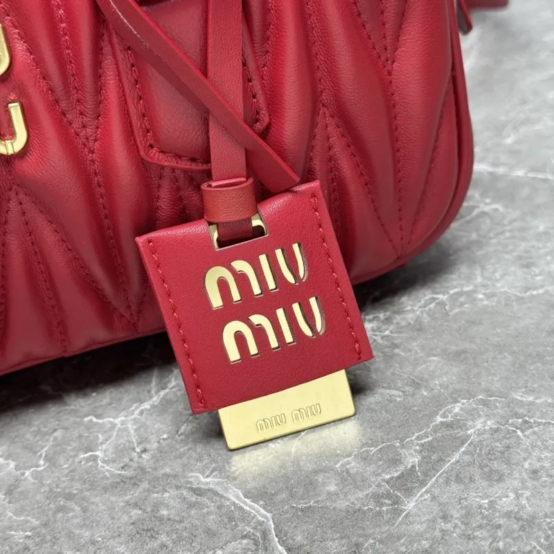 Alternative view of Miu Miu Red Matelasse Top Handle Bag