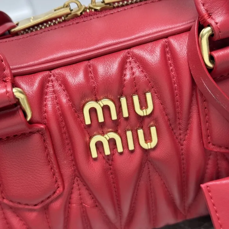 Miu Miu Red Matelasse Top Handle Bag - Image 3