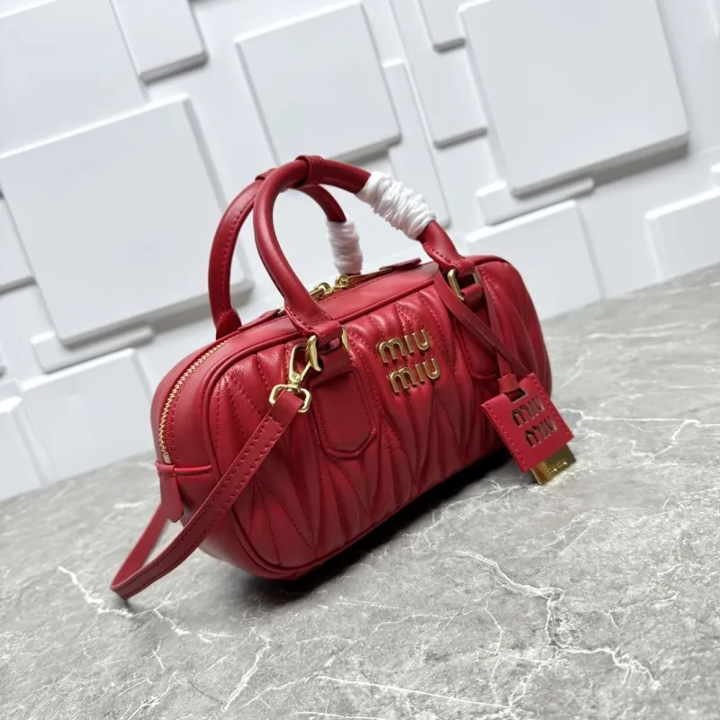 Miu Miu Red Matelasse Top Handle Bag - Image 4