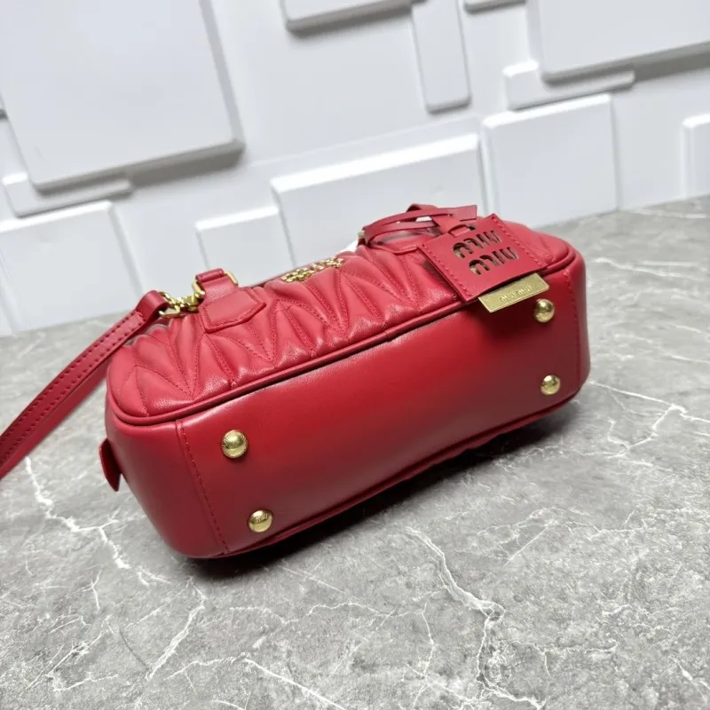 Miu Miu Red Matelasse Top Handle Bag - Image 5