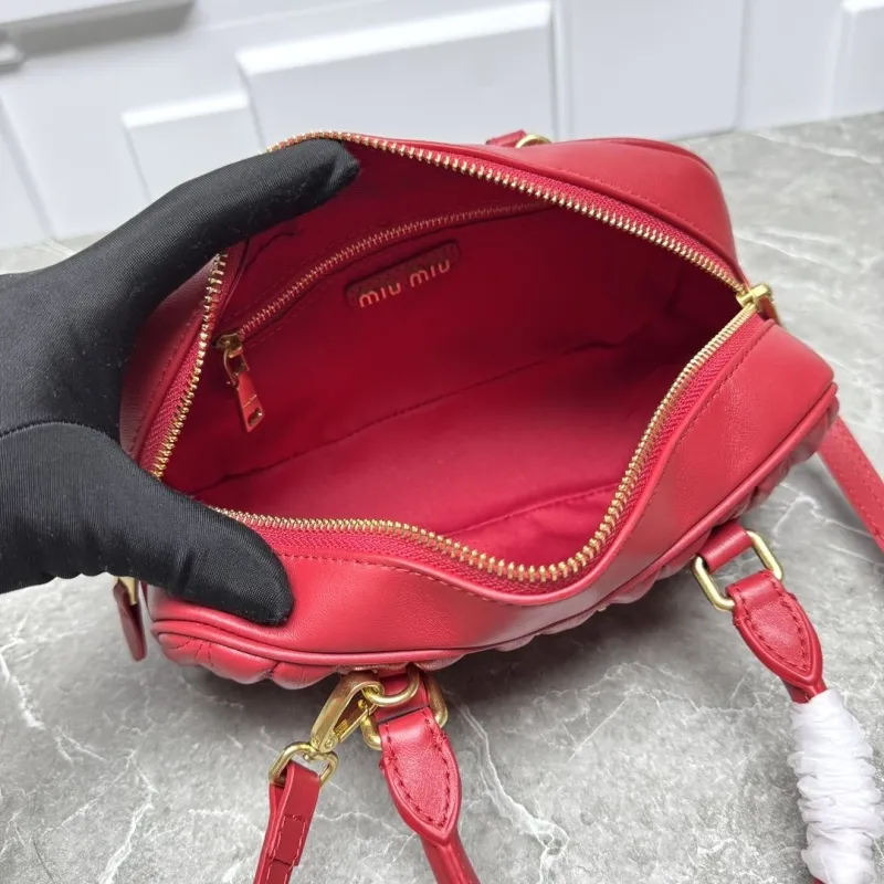 Miu Miu Red Matelasse Top Handle Bag - Image 9