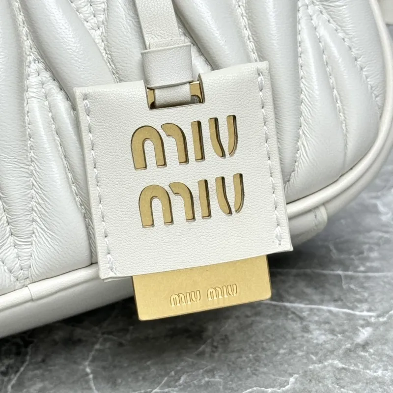 Miu Miu Cream Quilted Top Handle Crossbody Bag - Image 3