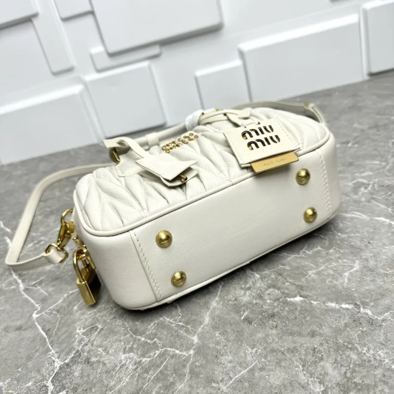 Miu Miu Cream Quilted Top Handle Crossbody Bag - Image 5