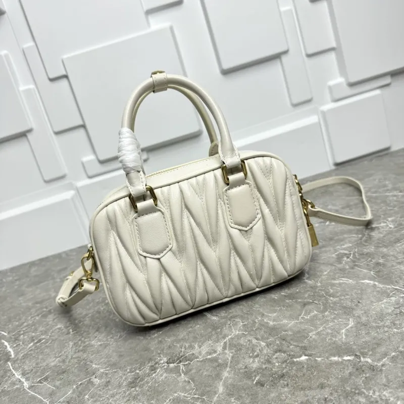 Miu Miu Cream Quilted Top Handle Crossbody Bag - Image 6