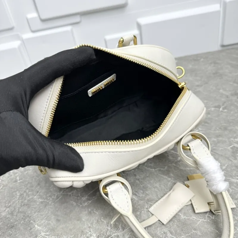 Miu Miu Cream Quilted Top Handle Crossbody Bag - Image 9
