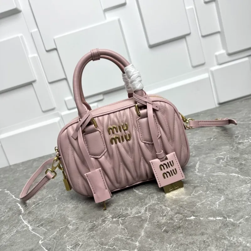 Miu Miu Pink Leather Top Handle Crossbody Bag