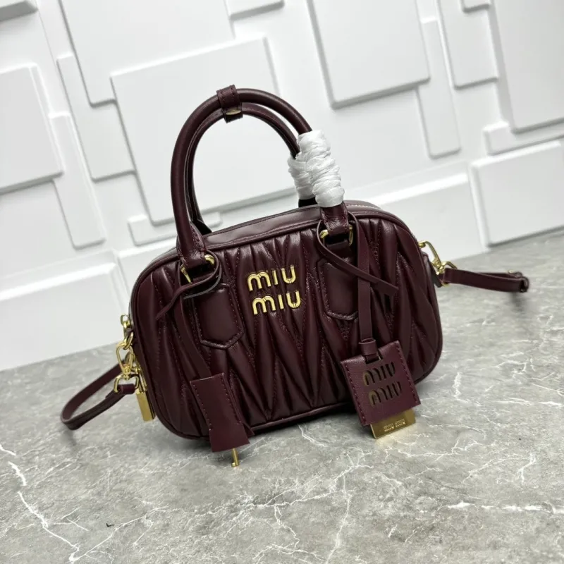 Miu Miu Burgundy Leather Top Handle Crossbody Bag