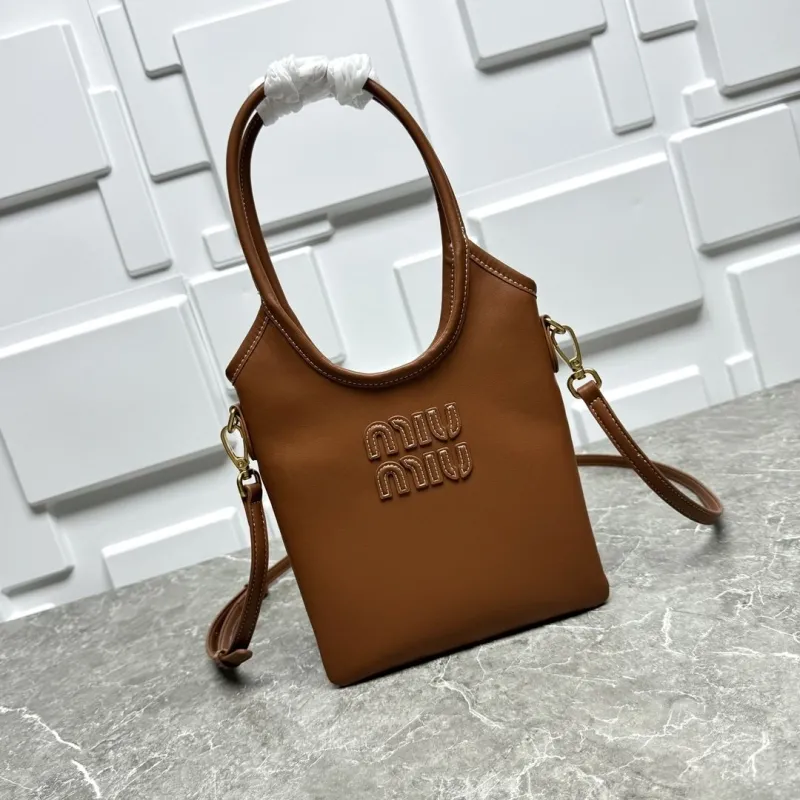 MIU MIU Brown Leather Top Handle Crossbody Bag