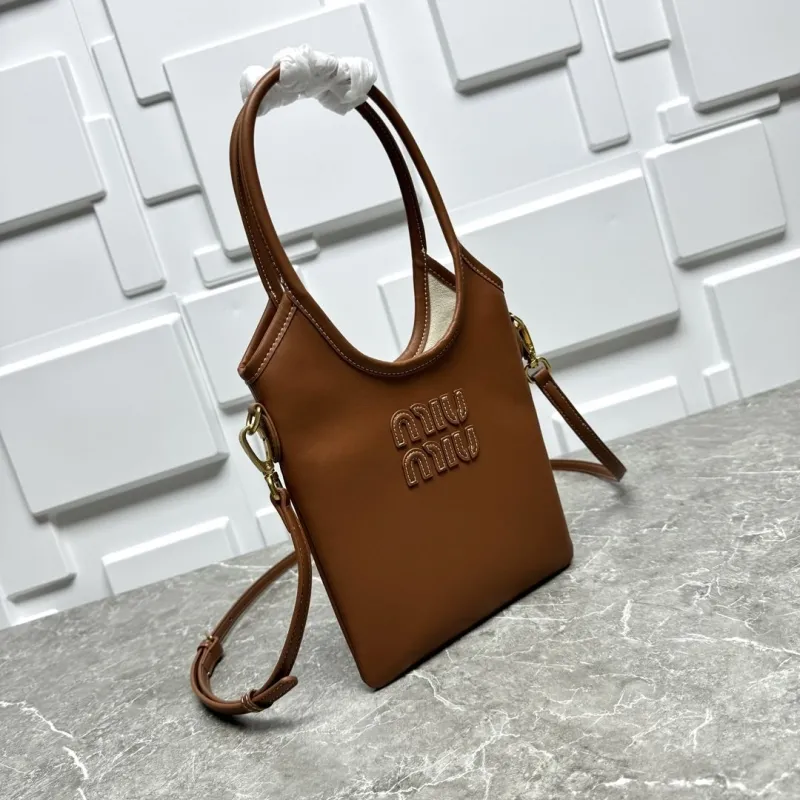 MIU MIU Brown Leather Top Handle Crossbody Bag - Image 3