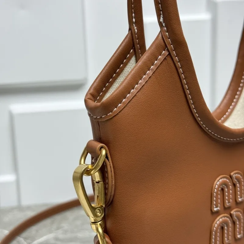 MIU MIU Brown Leather Top Handle Crossbody Bag - Image 4