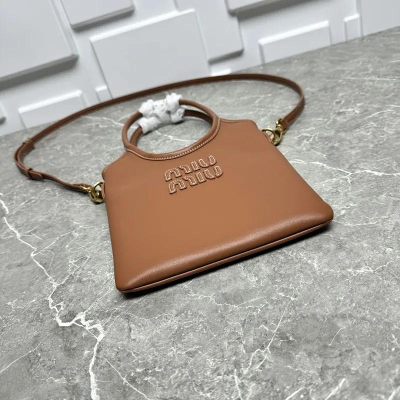MIU MIU Brown Leather Top Handle Crossbody Bag - Image 6