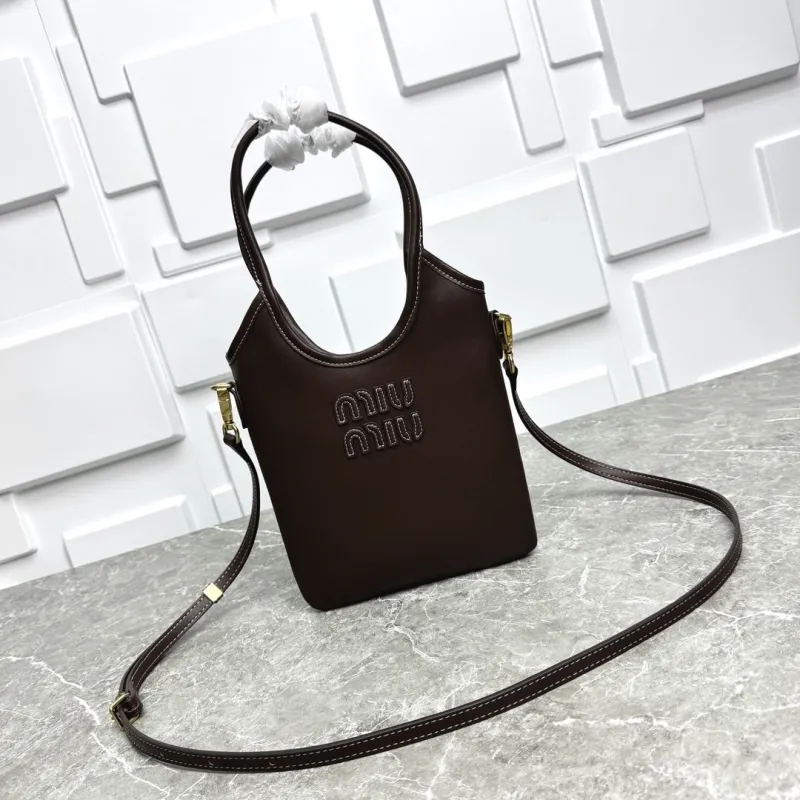MIU MIU Brown Leather Top Handle Crossbody Bag