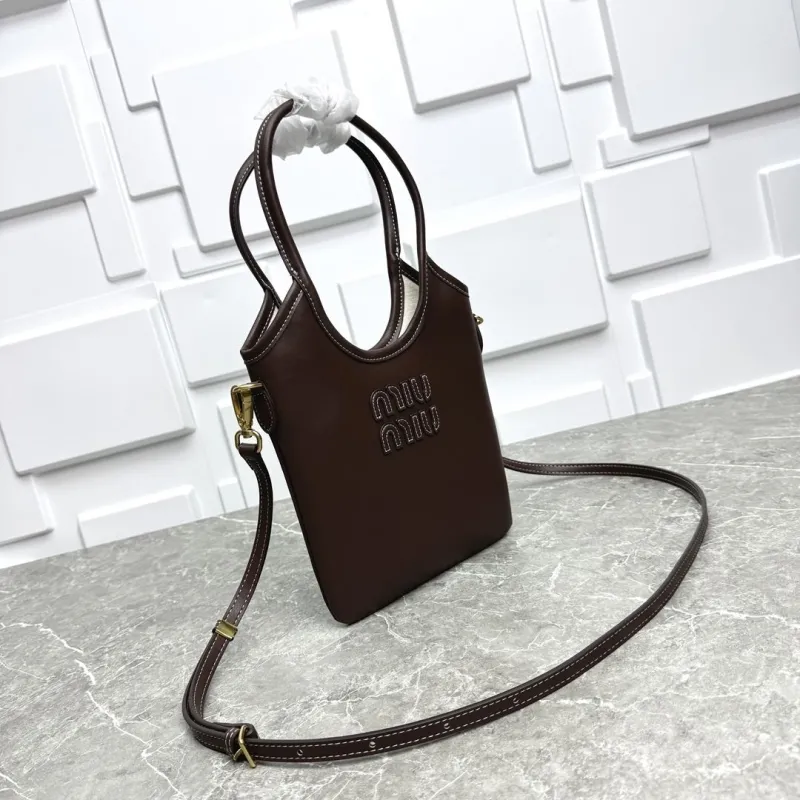 MIU MIU Brown Leather Top Handle Crossbody Bag - Image 4