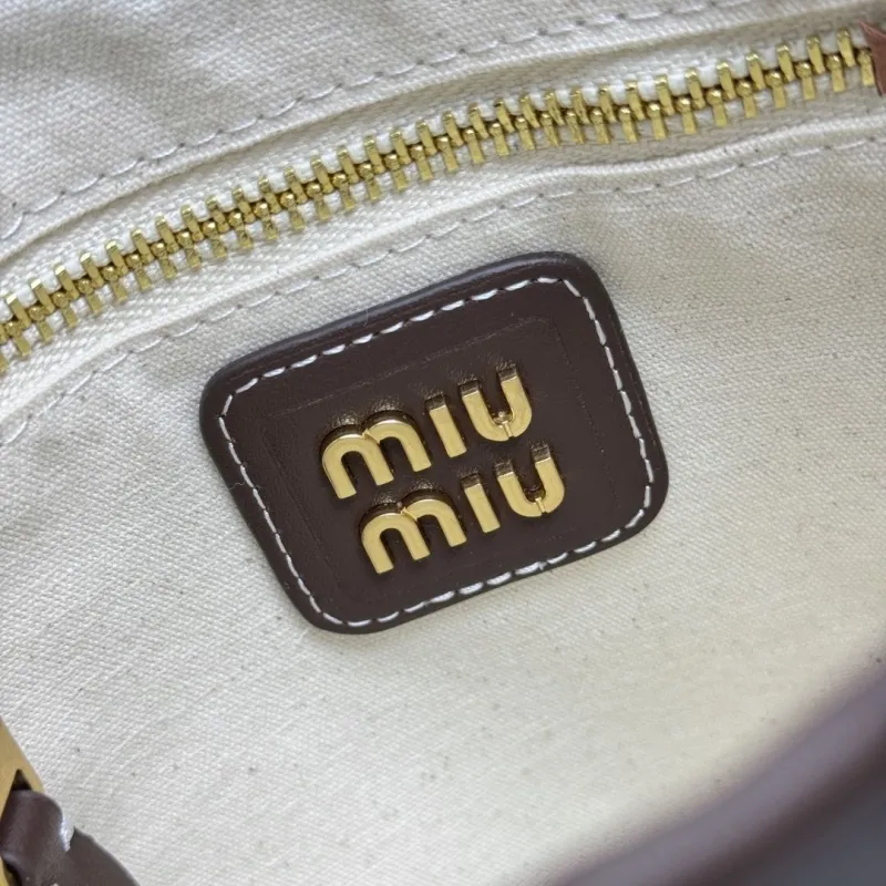 MIU MIU Brown Leather Top Handle Crossbody Bag - Image 8