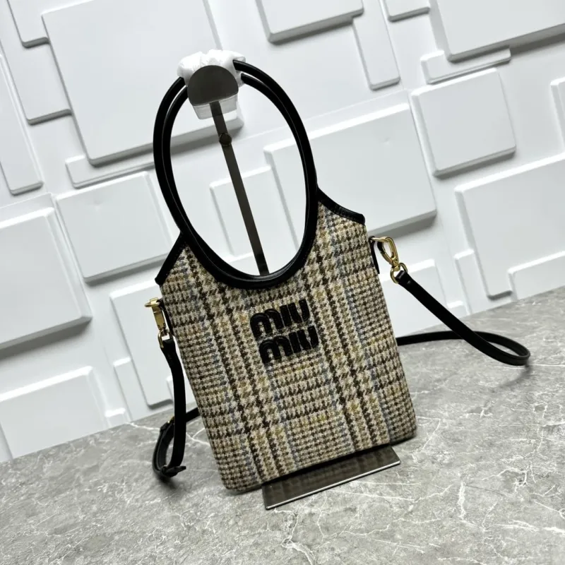 Miu Miu Plaid Top Handle Crossbody Bag