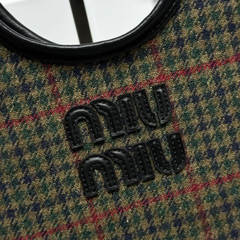 Alternative view of Miu Miu Houndstooth Plaid Crossbody Top Handle Bag