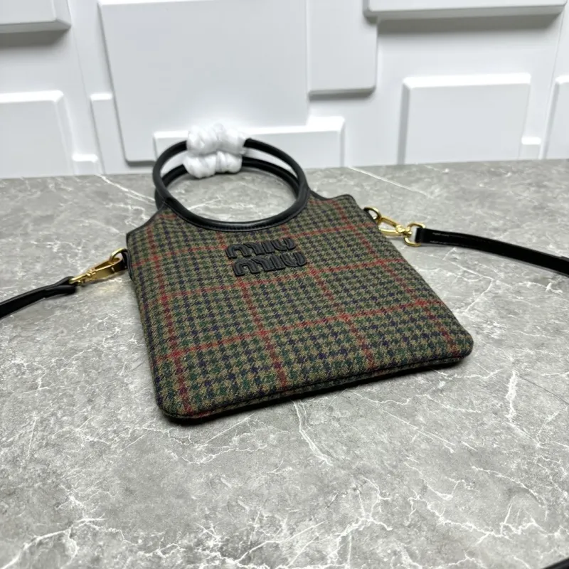 Miu Miu Houndstooth Plaid Crossbody Top Handle Bag - Image 5