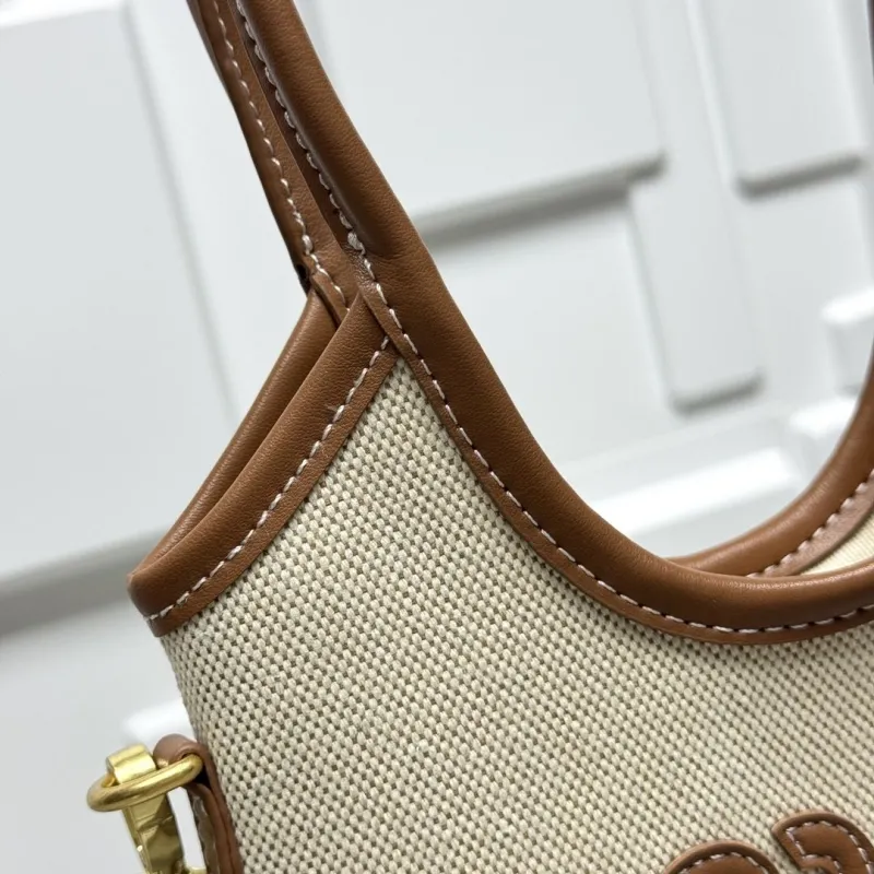 MIU MIU Beige Canvas Top Handle Crossbody Bag - Image 3