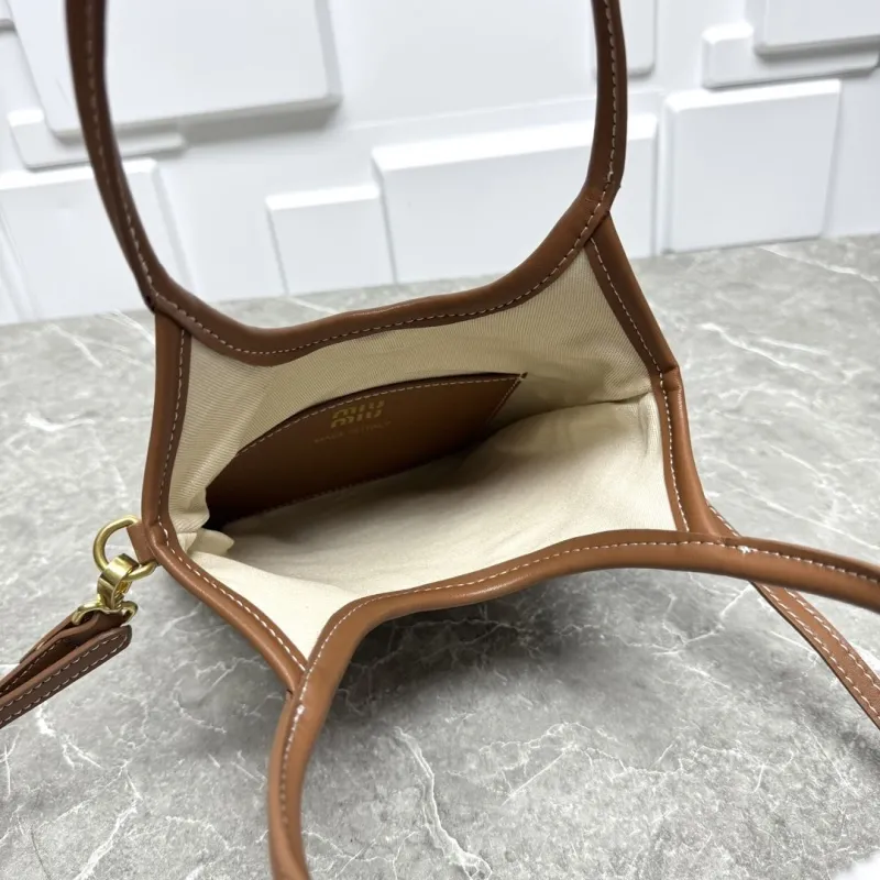 MIU MIU Beige Canvas Top Handle Crossbody Bag - Image 9