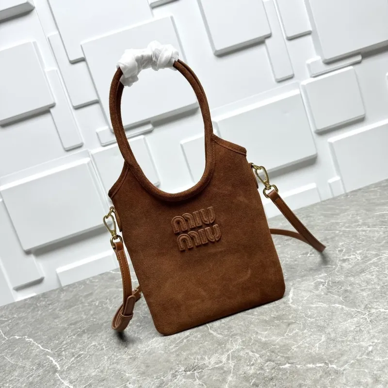 Miu Miu Brown Suede Top Handle Crossbody Bag
