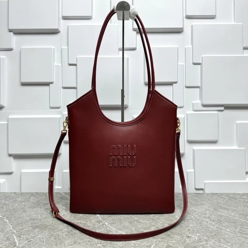 Miu Miu Burgundy Leather Tote Bag