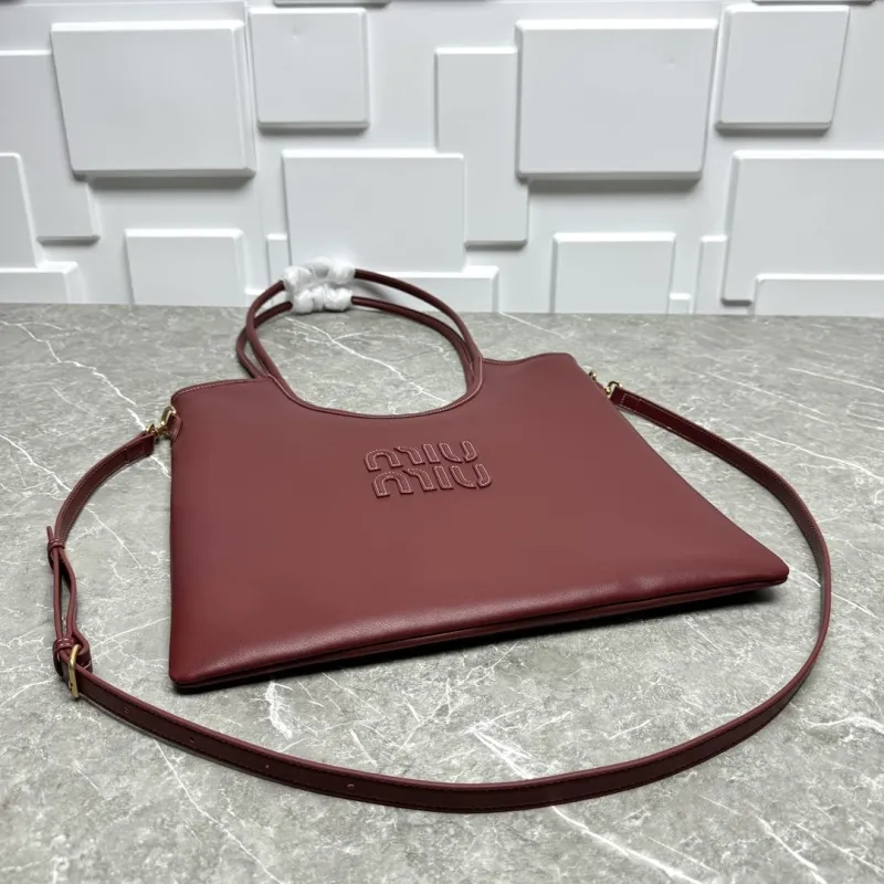 Miu Miu Burgundy Leather Tote Bag - Image 6