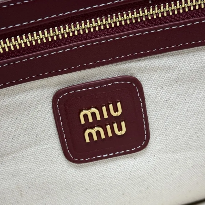 Miu Miu Burgundy Leather Tote Bag - Image 7